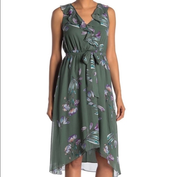 RACHEL ROY Green Floral Odele Ruffle Midi Dress, Size XS - Picture 10 of 11